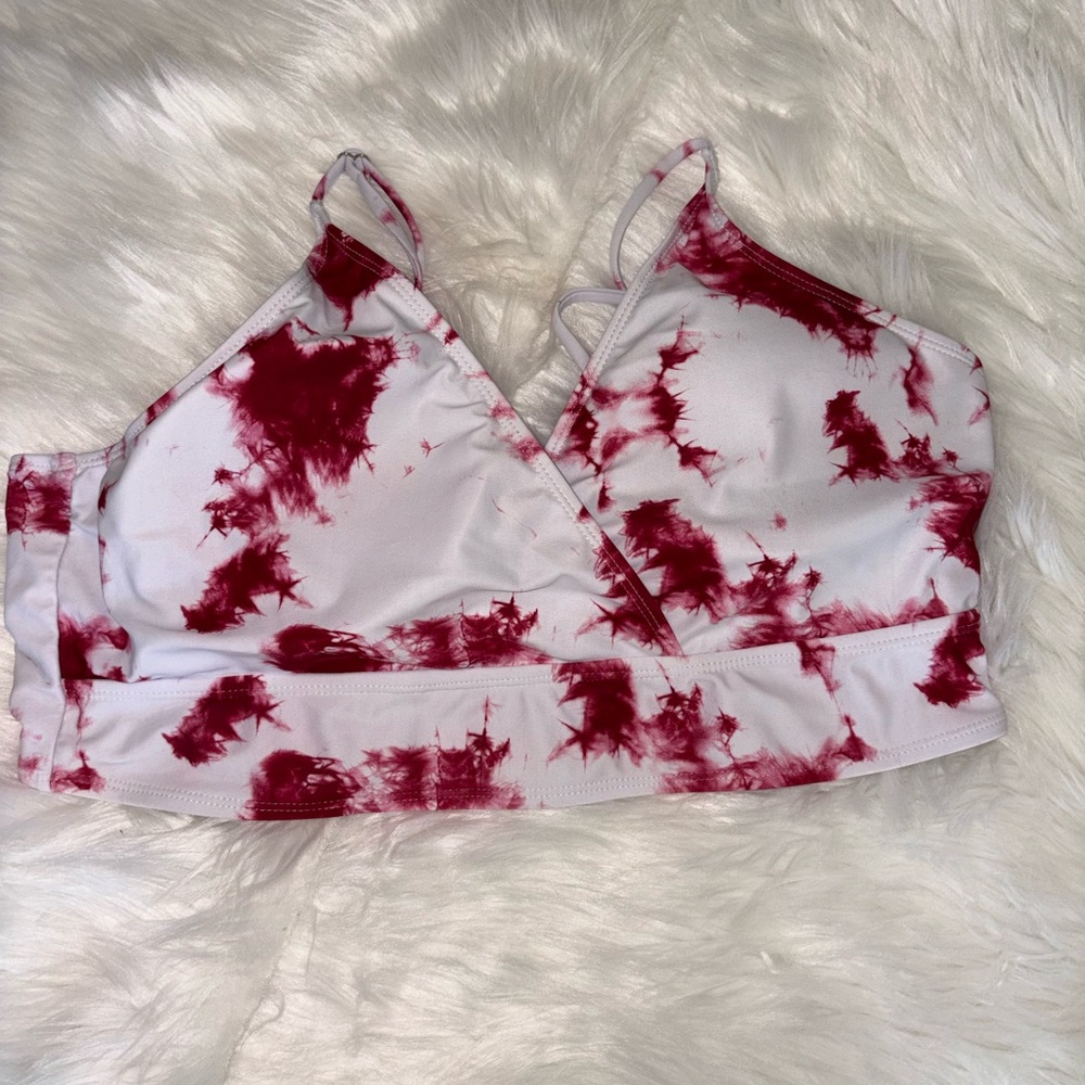SHEIN Red and White bathing suit Top